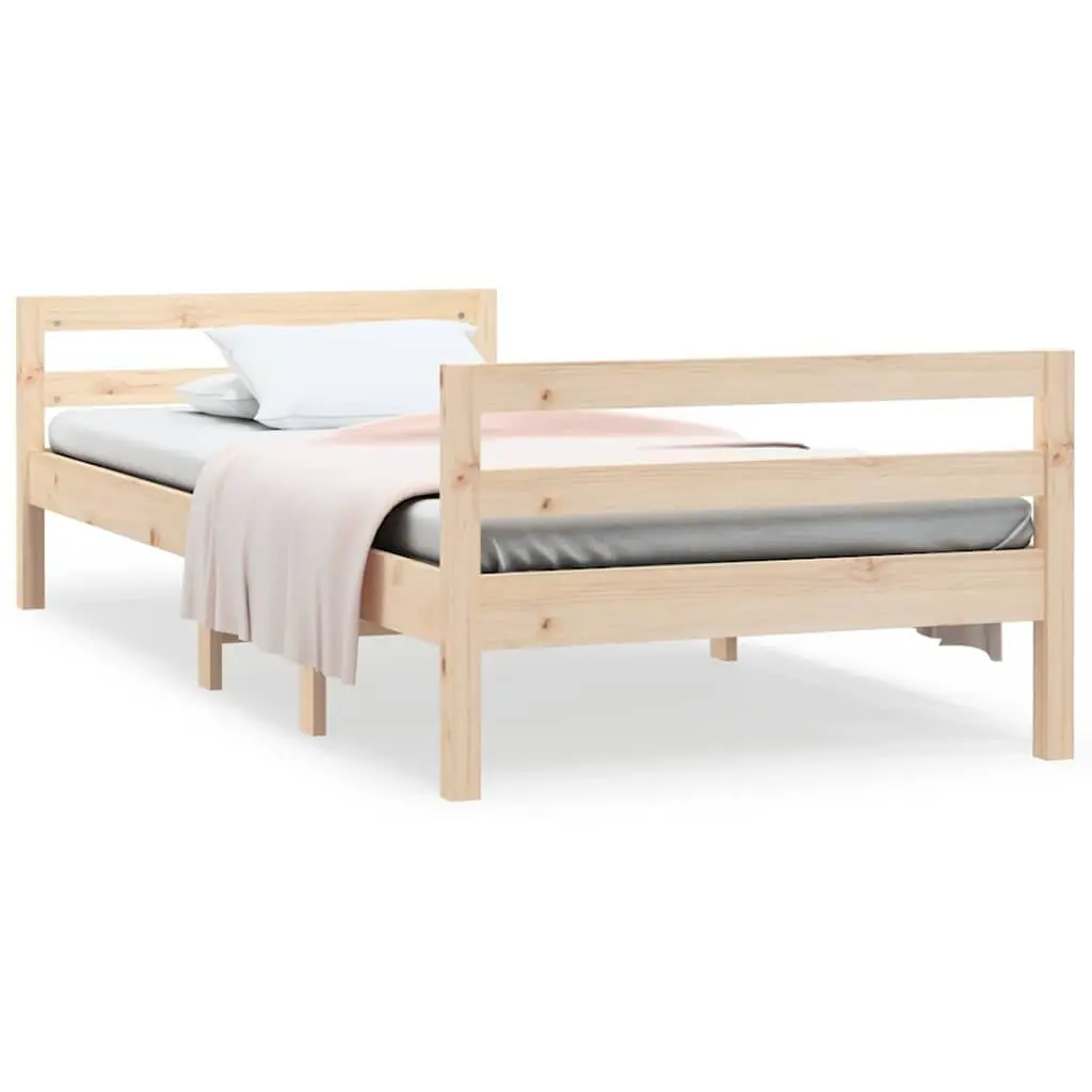 Solid Wood Pine Bed Frame 90x190 cm Brown
