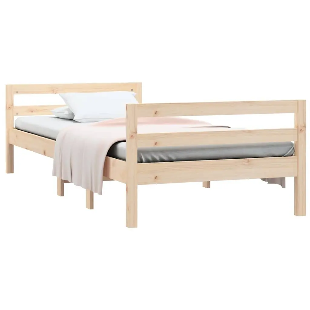 Solid Wood Pine Bed Frame 90x190 cm Brown