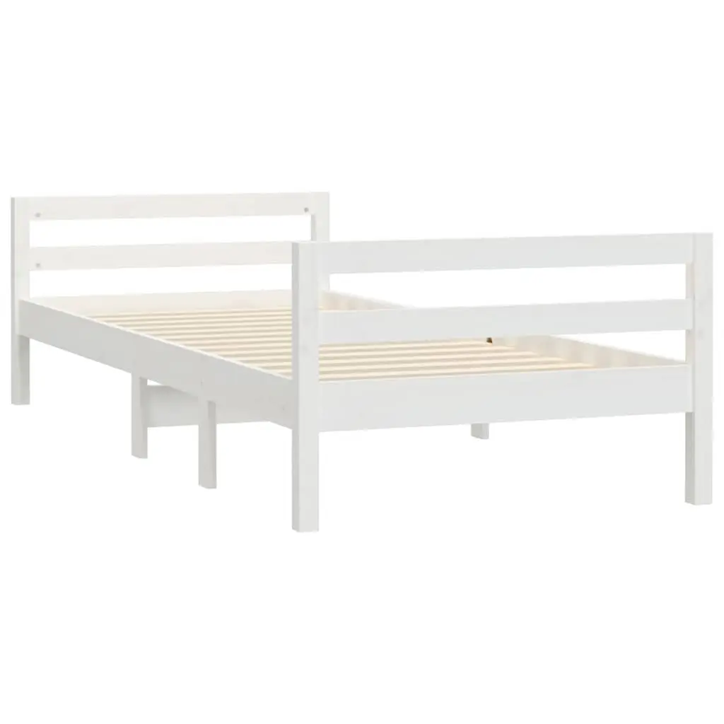 Solid Pine Bed Frame 90x190 cm with Slatted Base in White