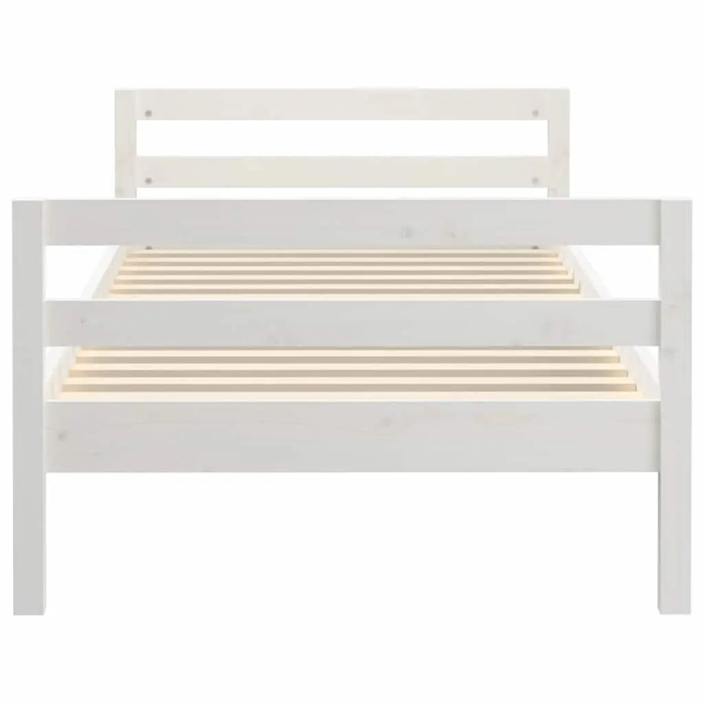 Solid Pine Bed Frame 90x190 cm with Slatted Base in White