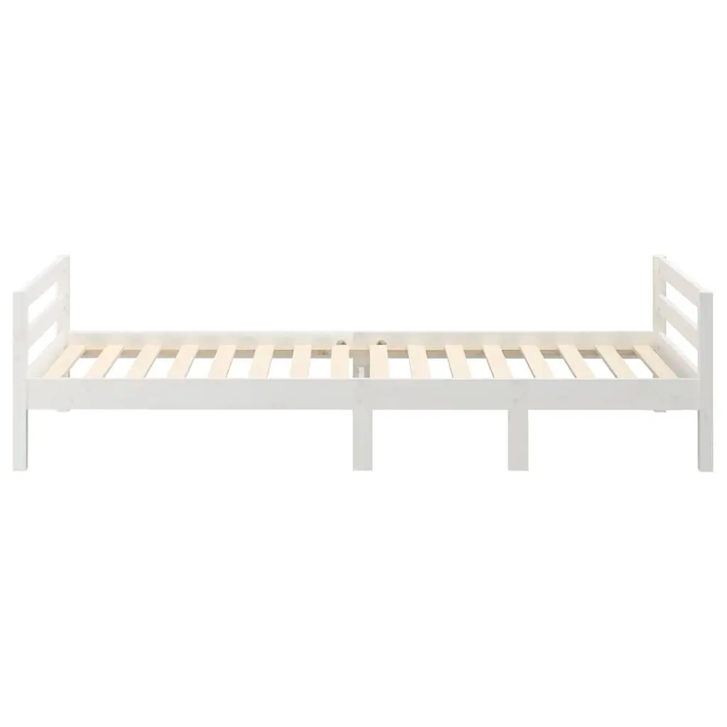 Solid Pine Bed Frame 90x190 cm with Slatted Base in White