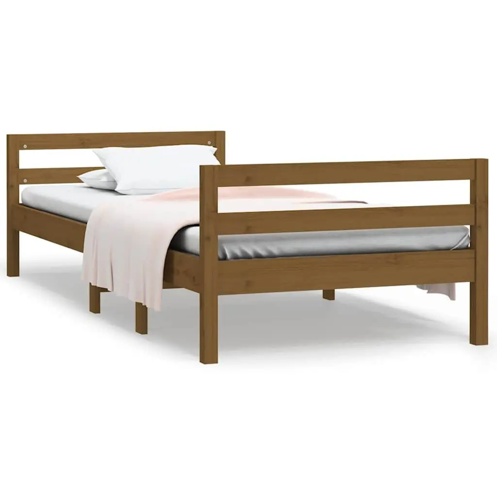 Single Solid Wood Pine Bed Frame 90x190cm Honey Brown