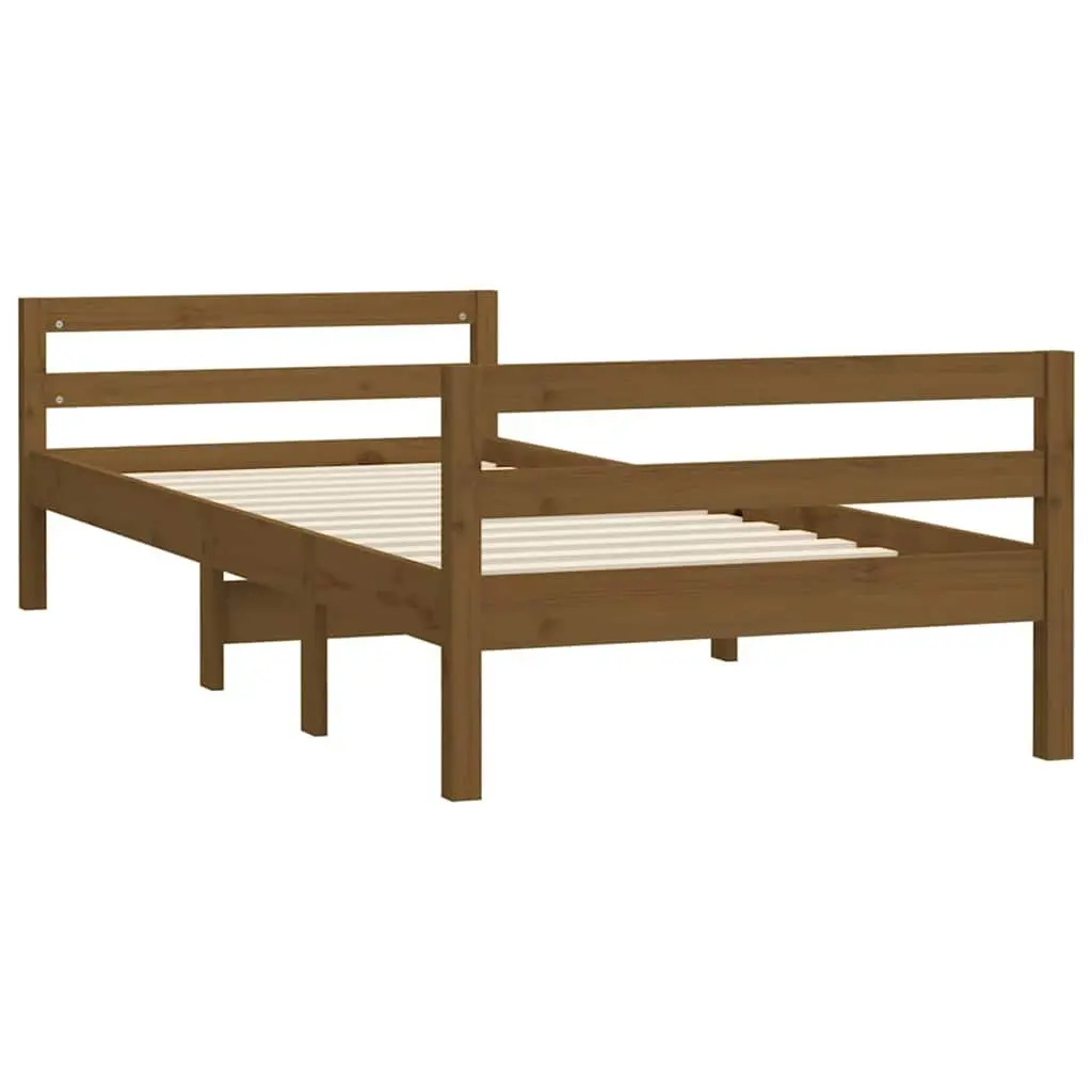 Single Solid Wood Pine Bed Frame 90x190cm Honey Brown