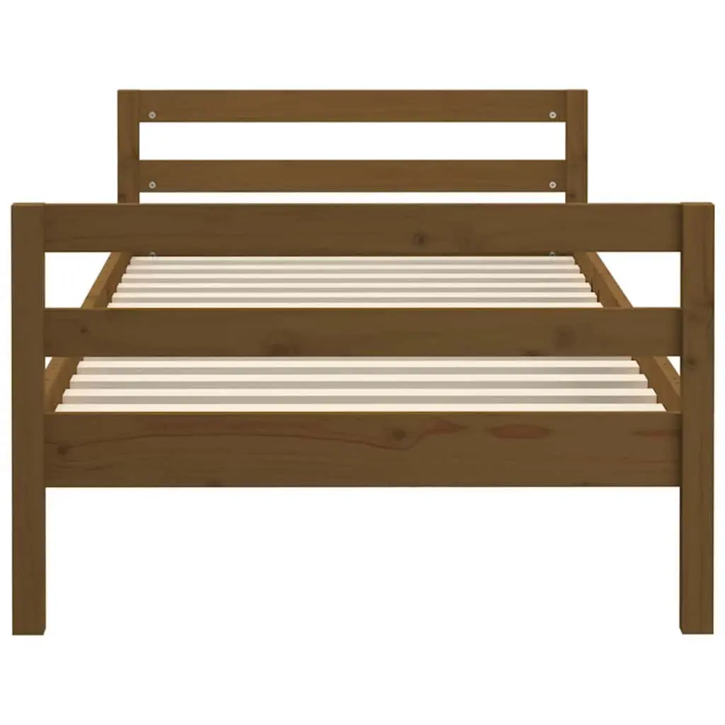 Single Solid Wood Pine Bed Frame 90x190cm Honey Brown