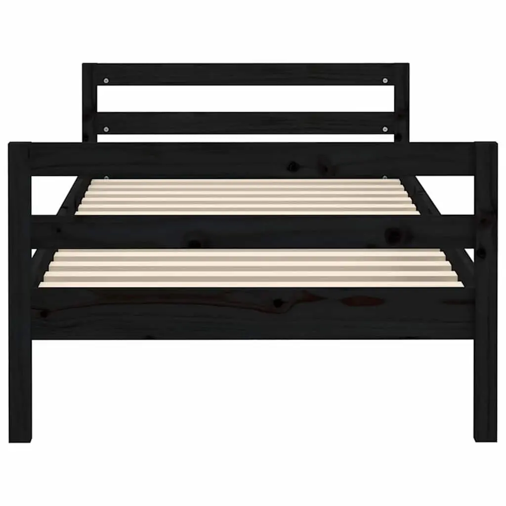 Solid Wood Bed Frame Black 90x190cm Pine Wooden Single Bedroom Furniture Base