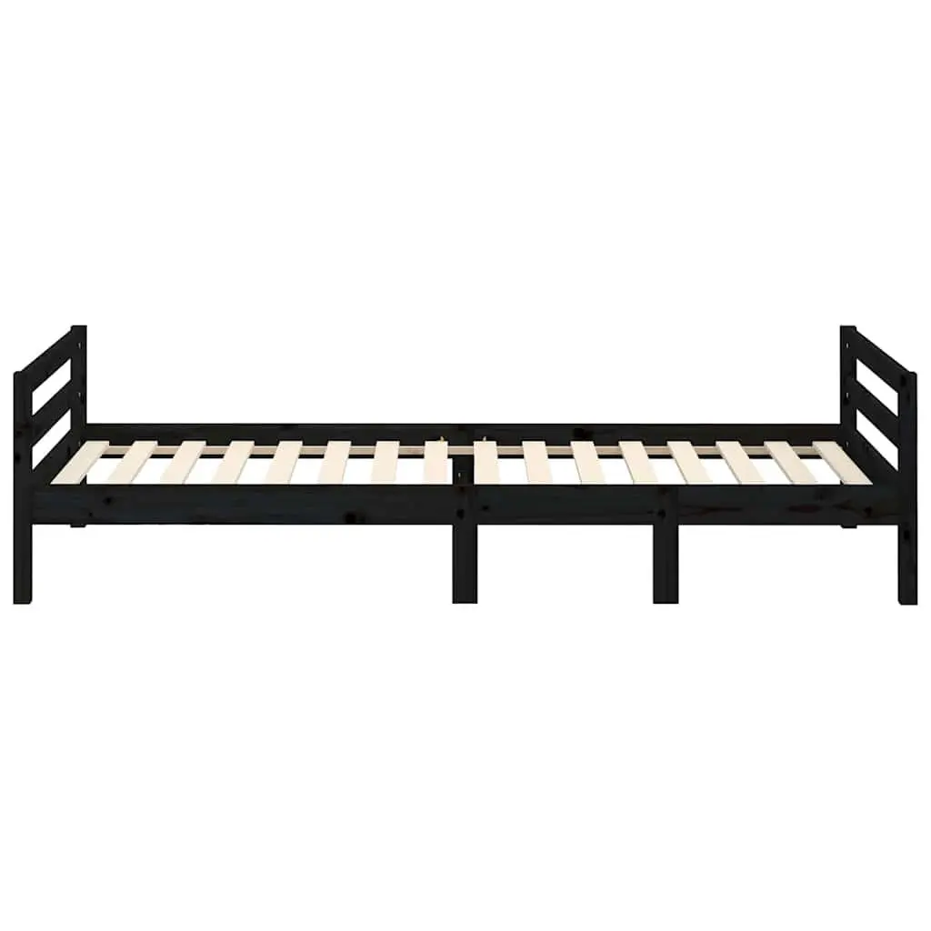 Solid Wood Bed Frame Black 90x190cm Pine Wooden Single Bedroom Furniture Base