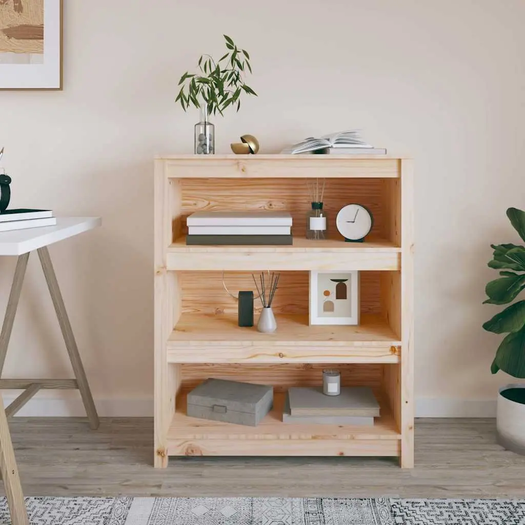 Solid Wood Pine Book Cabinet Brown 80x35x97cm