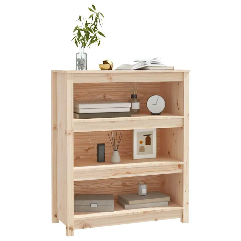 Solid Wood Pine Book Cabinet Brown 80x35x97cm