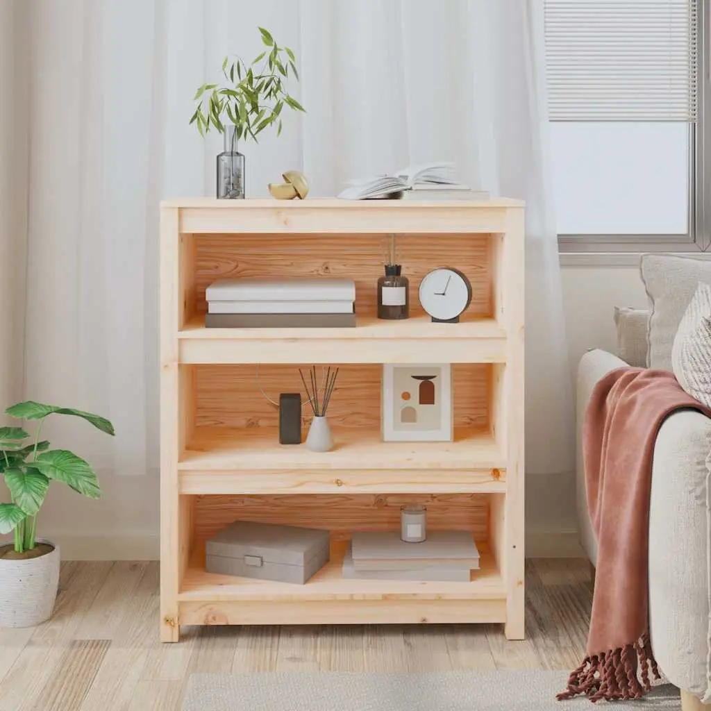 Solid Wood Pine Book Cabinet Brown 80x35x97cm