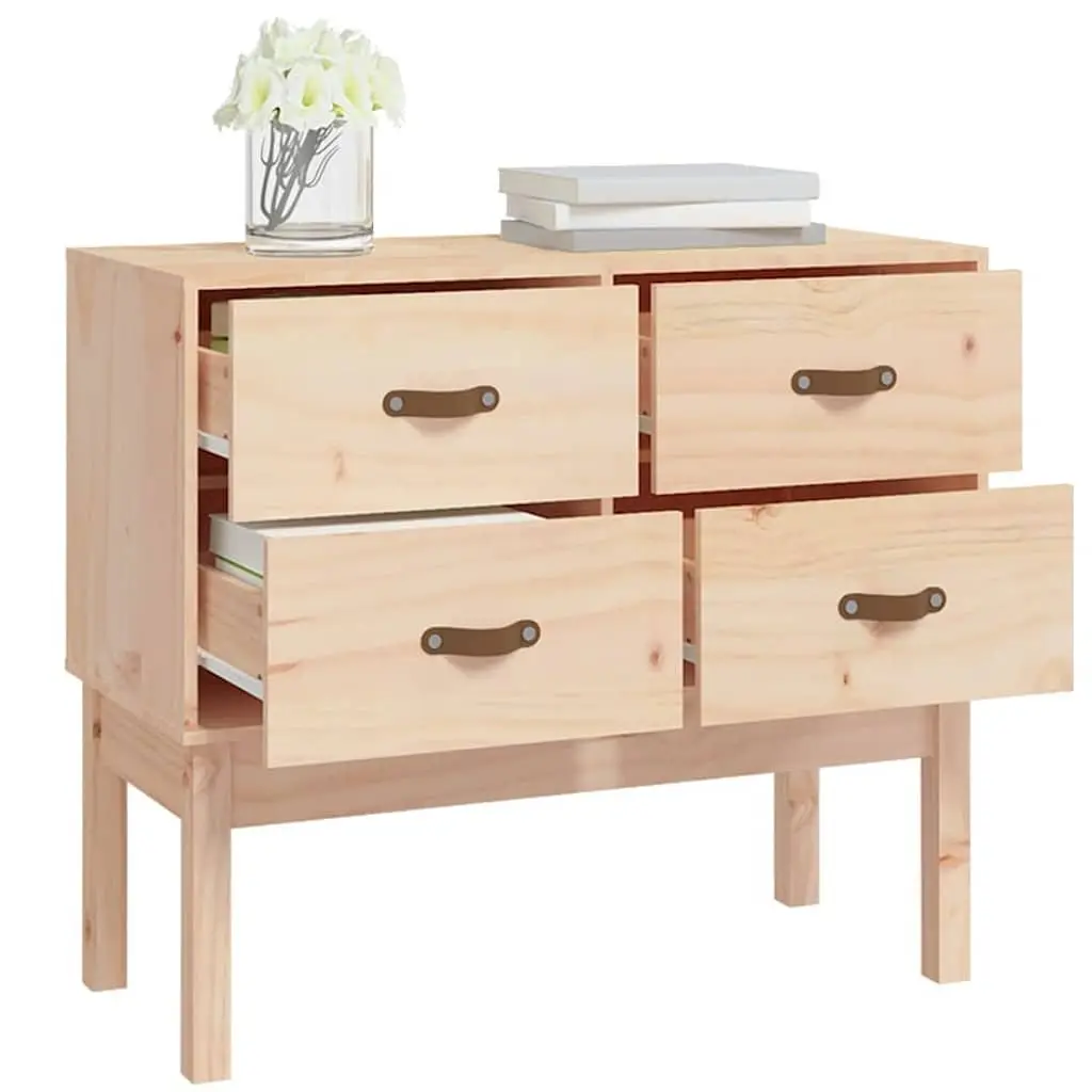 Console Cabinet 90x40x78cm Solid Pine Wood Storage Sideboard with 4 Drawers