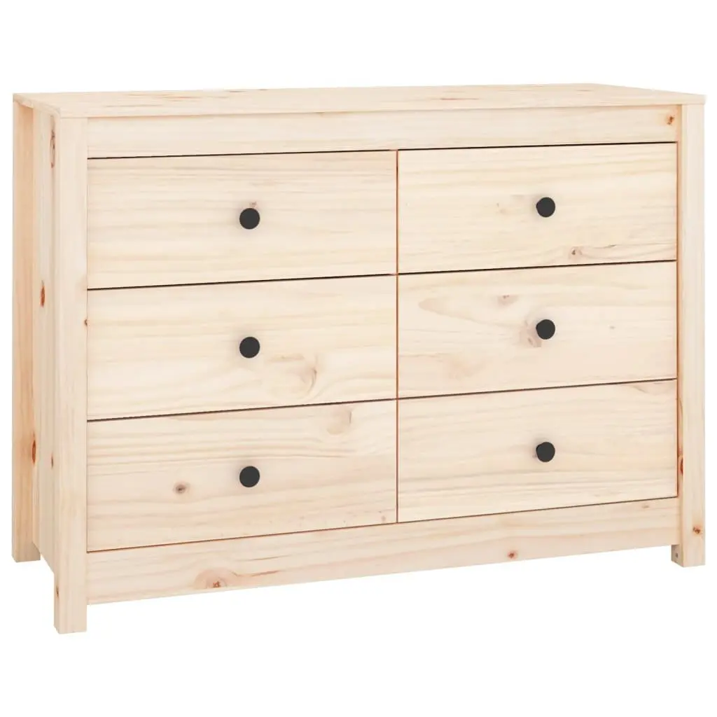 Pine Wood Side Cabinet Brown 100x40x72cm Storage Drawers Sideboard