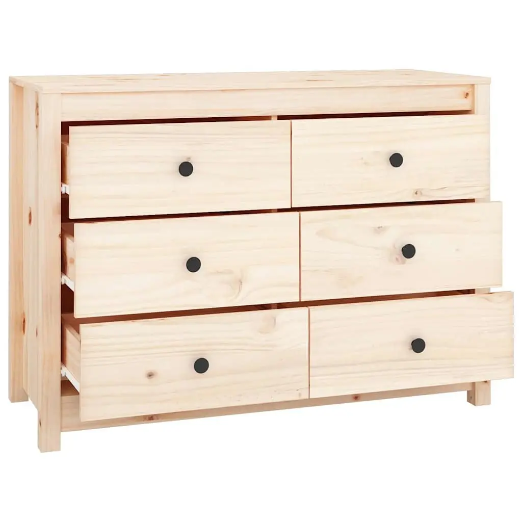 Pine Wood Side Cabinet Brown 100x40x72cm Storage Drawers Sideboard
