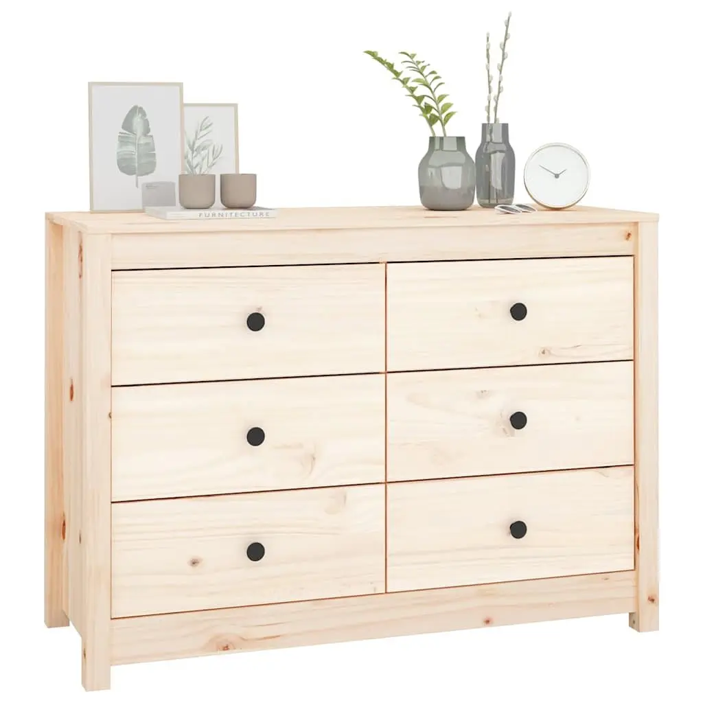 Pine Wood Side Cabinet Brown 100x40x72cm Storage Drawers Sideboard
