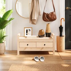 Solid Pine Hall Bench with Storage for Entryways