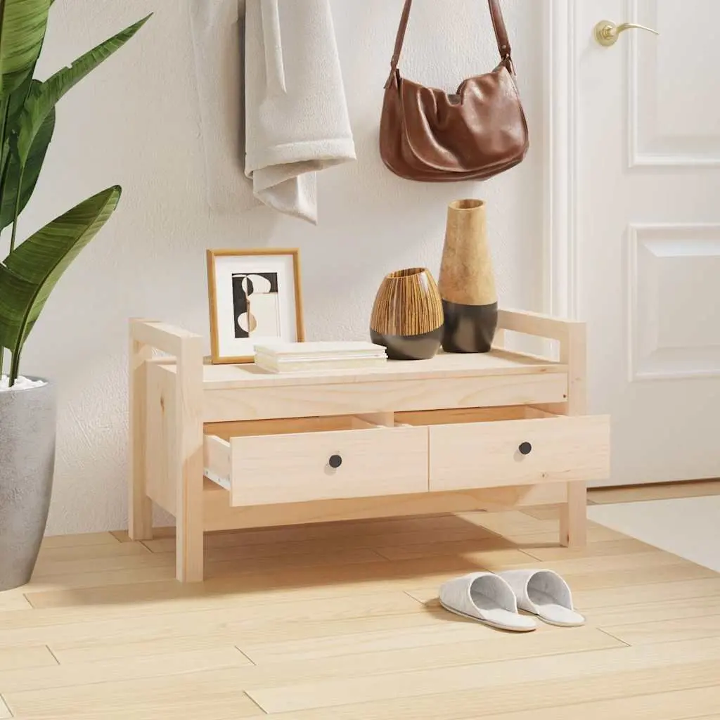 Solid Pine Hall Bench with Storage for Entryways