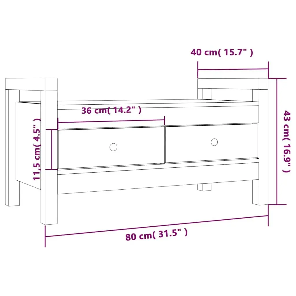 Solid Pine Hall Bench with Storage for Entryways