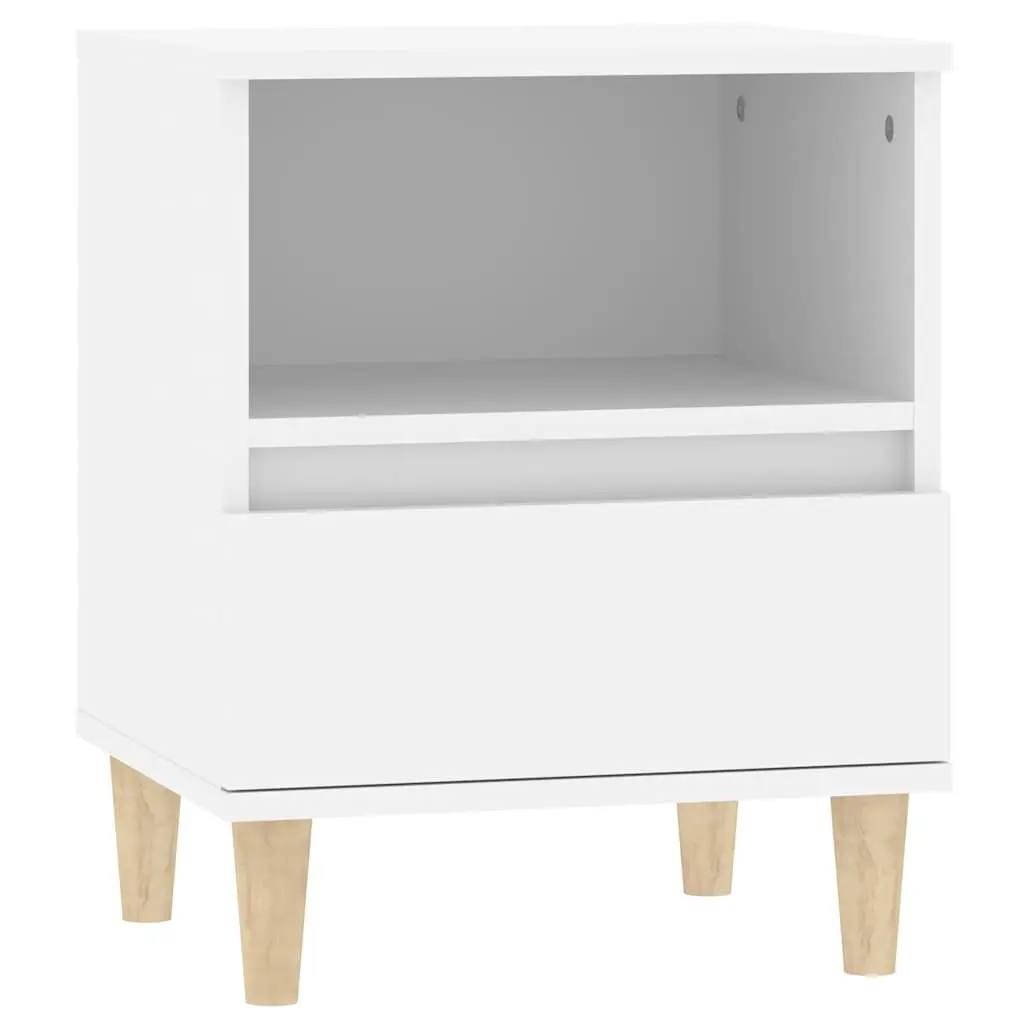 Bedside Cabinet White Engineered Wood 40x35x50cm Drawer Storage Nightstand
