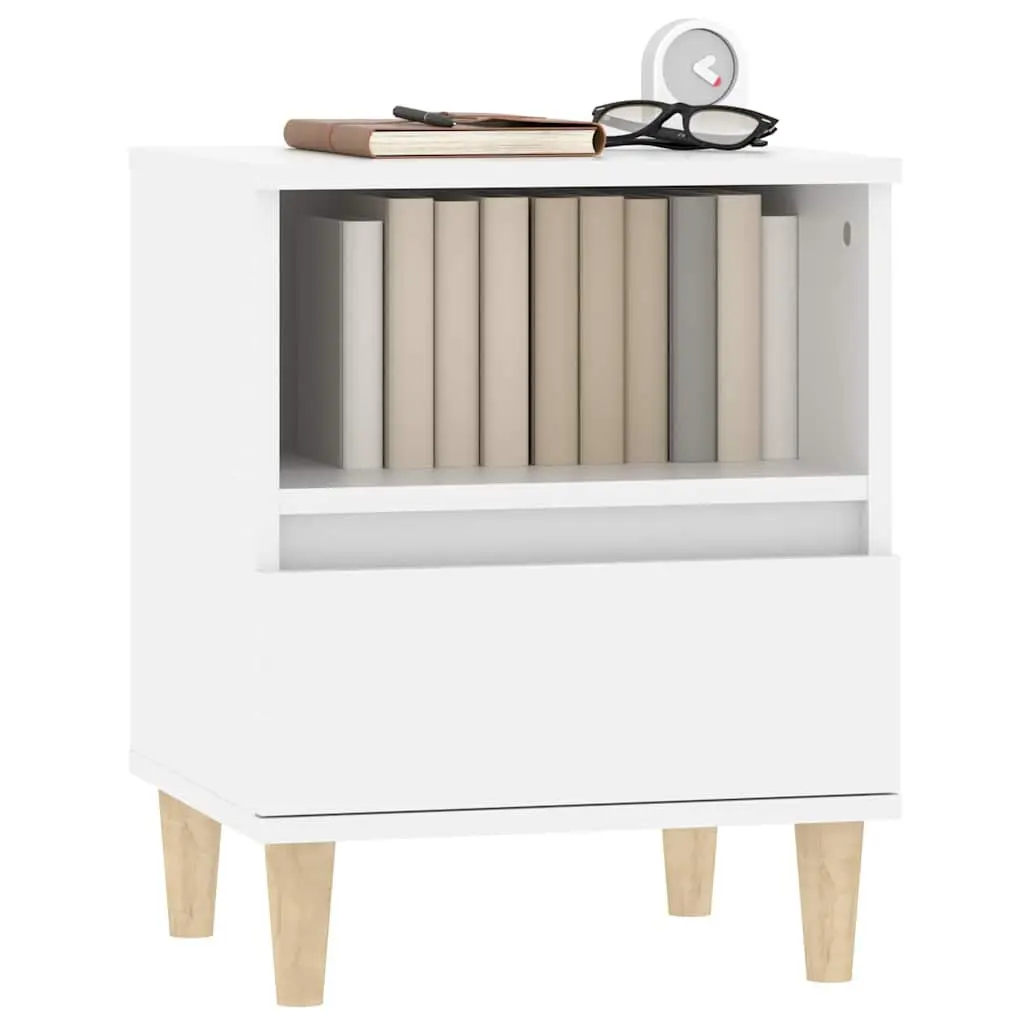Bedside Cabinet White Engineered Wood 40x35x50cm Drawer Storage Nightstand