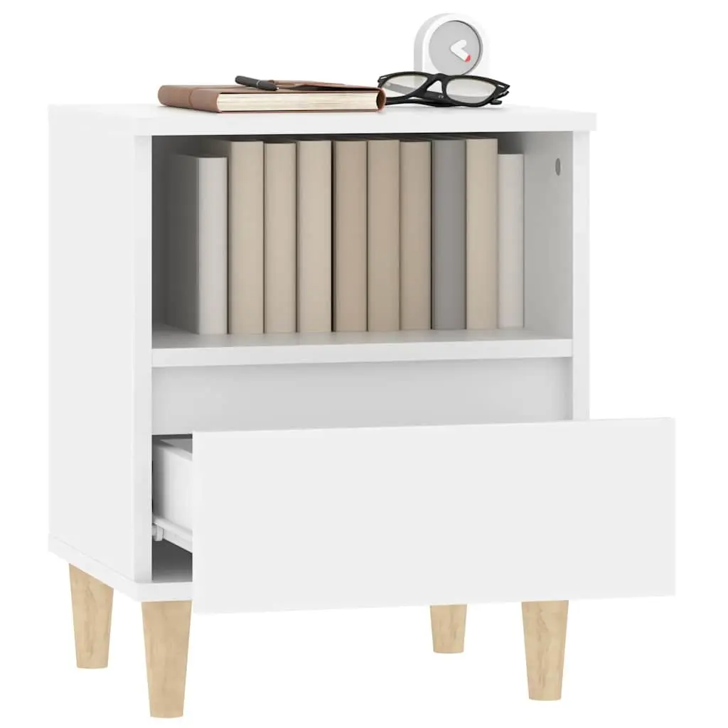 Bedside Cabinets 2 pcs White 40x35x50 cm Storage Drawers Wooden Legs