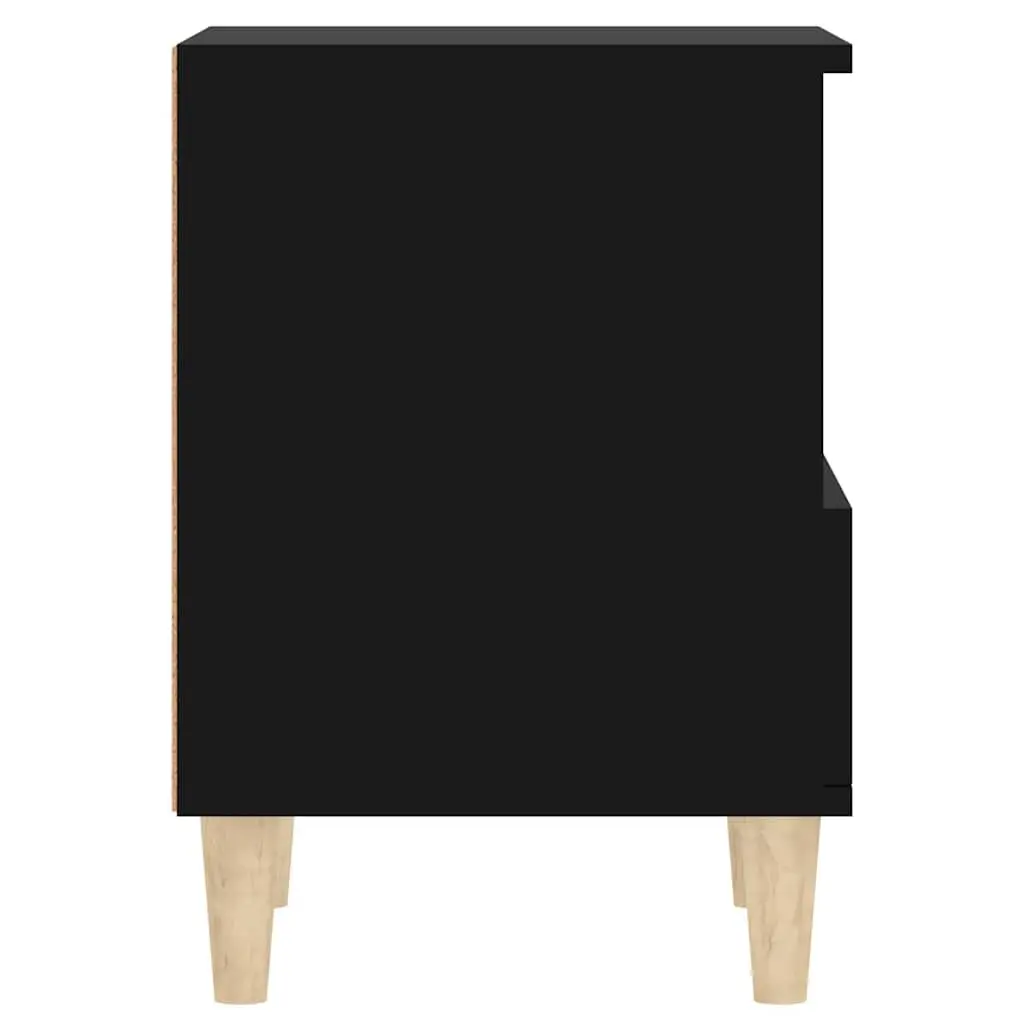 Bedside Table Black Engineered Wood Storage Cabinet with Drawer and Compartment