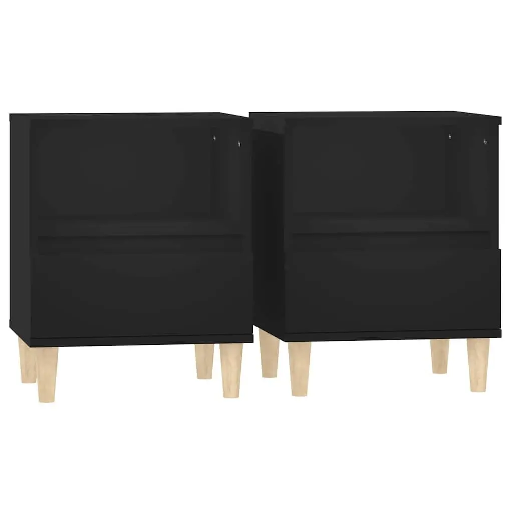 Black Bedside Cabinets Set of 2