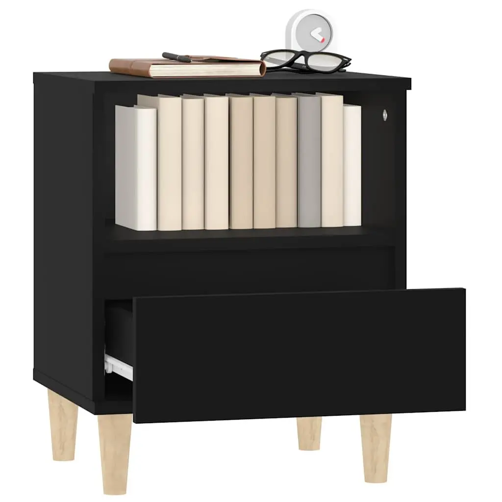 Black Bedside Cabinets Set of 2