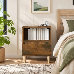 Charming Brown Bedside Cabinet with Storage Drawer