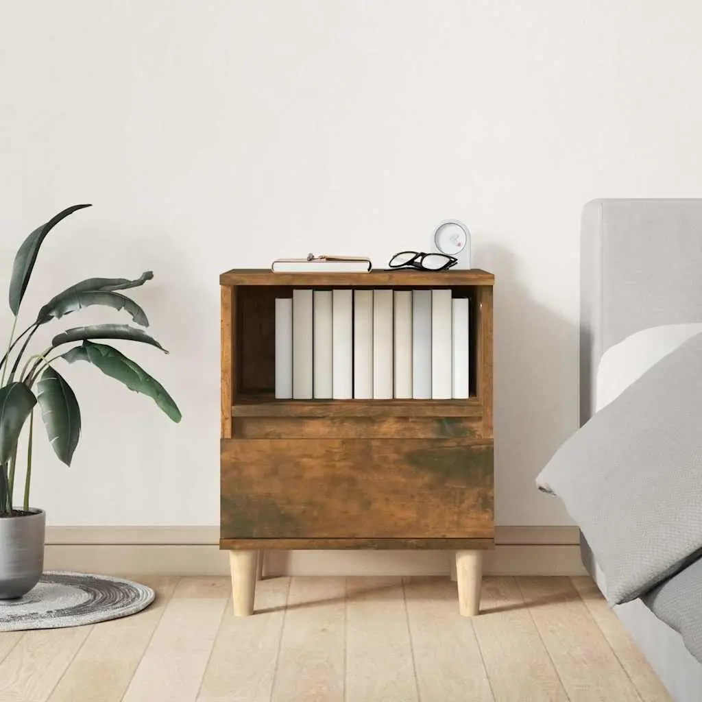 Bedside Cabinets Brown 2 Piece Engineered Wood Nightstand Tables with Drawers