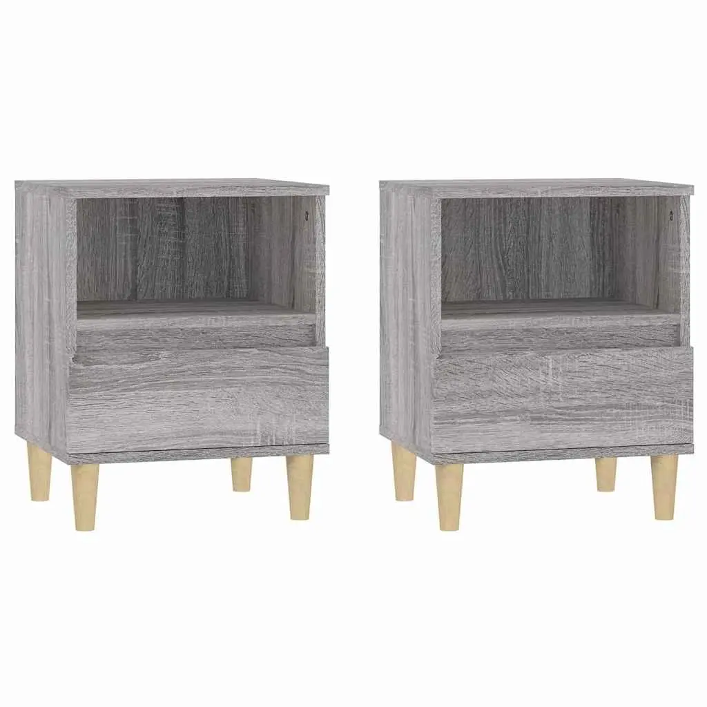 Grey Bedside Cabinets 2 pcs with Drawers