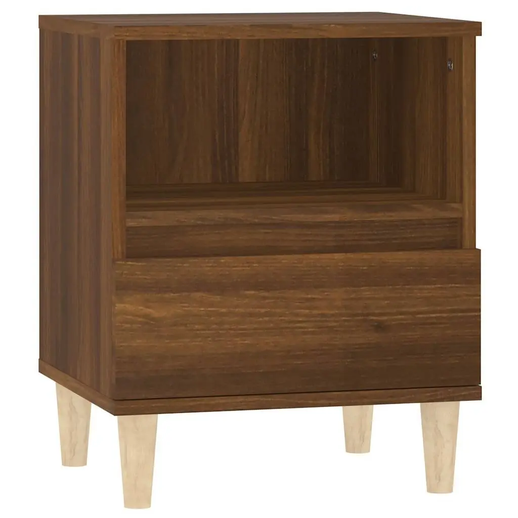 Bedside Cabinet Brown Oak Engineered Wood 40cm W x 35cm D x 50cm H Wooden Legs Drawer Compartment
