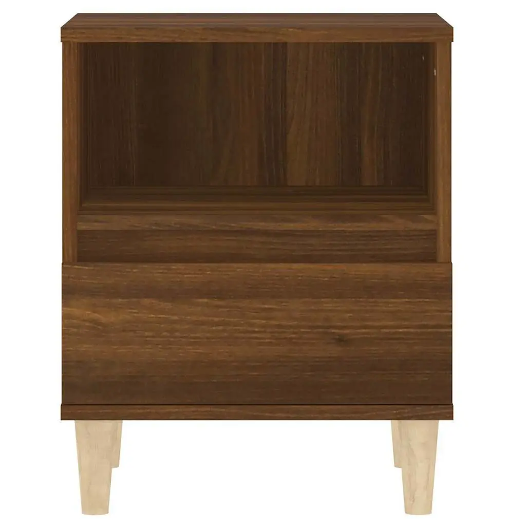 Bedside Cabinet Brown Oak Engineered Wood 40cm W x 35cm D x 50cm H Wooden Legs Drawer Compartment