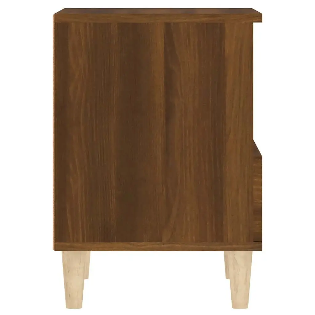 Bedside Cabinet Brown Oak Engineered Wood 40cm W x 35cm D x 50cm H Wooden Legs Drawer Compartment