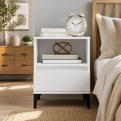 Elegant White Bedside Cabinet with Drawer 40x35x50cm