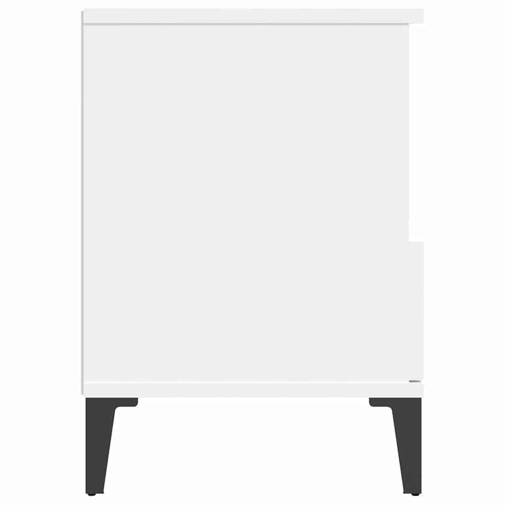 Bedside Cabinet White 40x35x50cm Engineered Wood with Metal Feet Storage Drawer Compartment