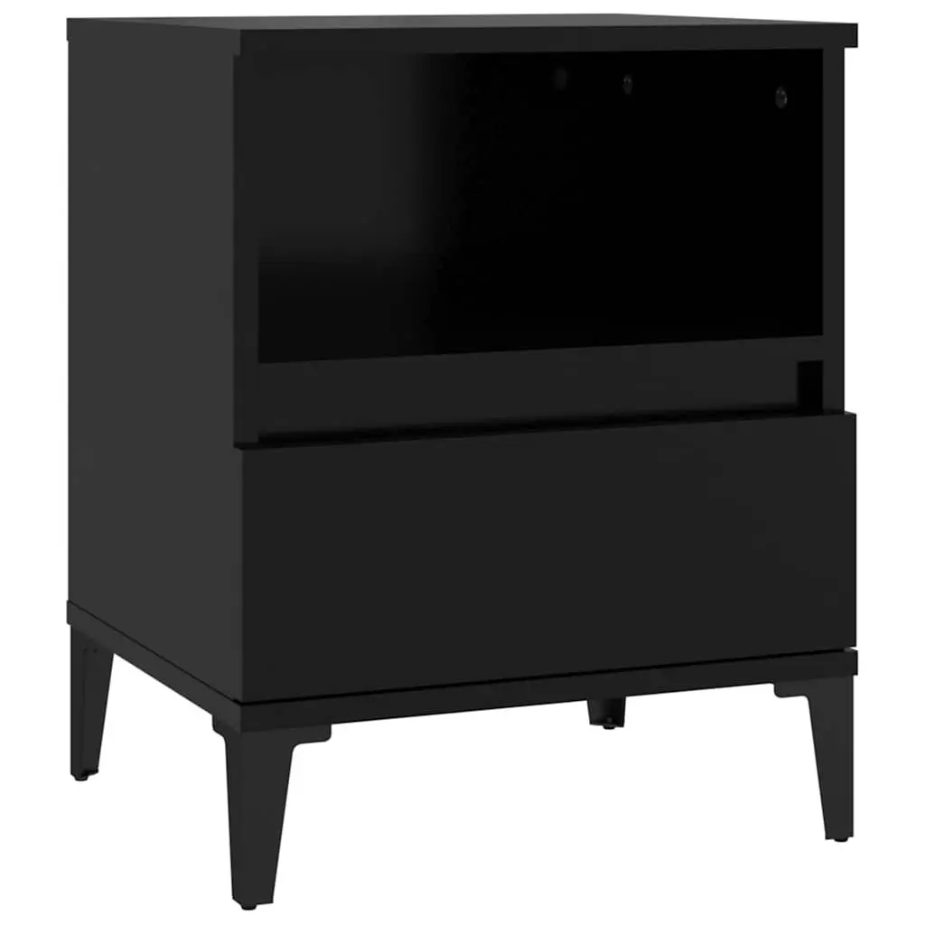 Bedside Cabinets 2 pcs Black Storage Nightstand Drawers Compartment Side Table