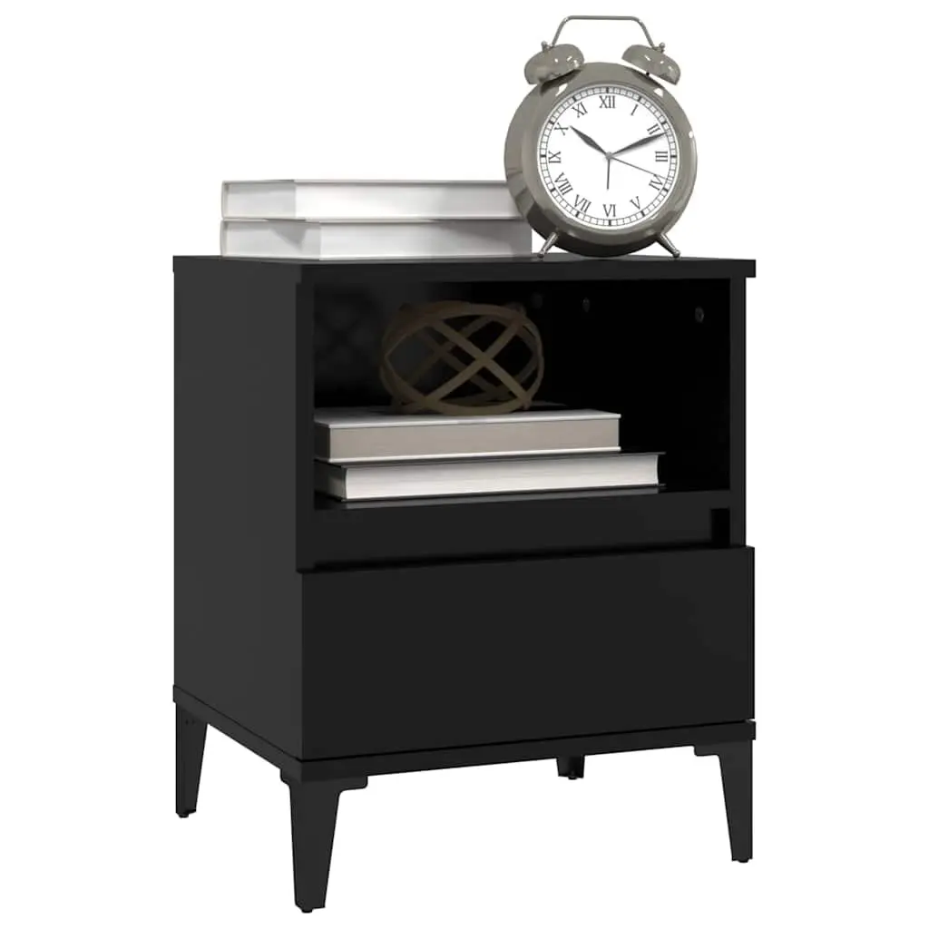 Bedside Cabinets 2 pcs Black Storage Nightstand Drawers Compartment Side Table