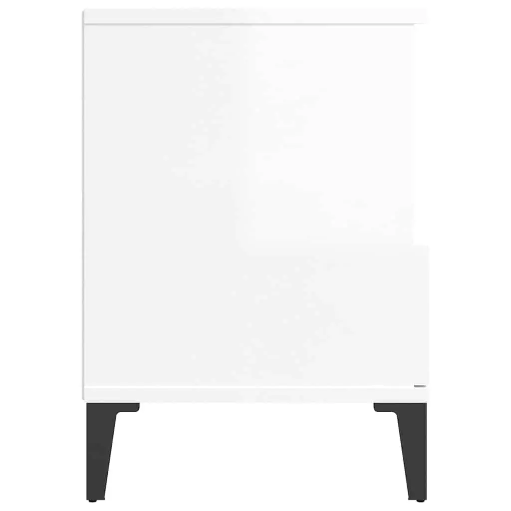 Bedside Table White High Gloss Engineered Wood 40 x 35 x 50 cm with Drawer and Compartment