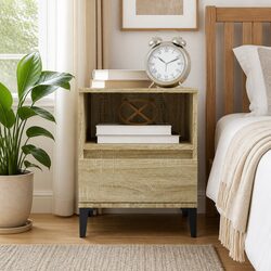 Charming Brown Bedside Cabinet with Storage Drawer