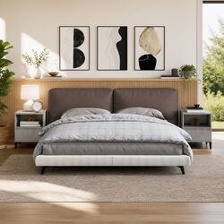 Elegant Grey Bedside Cabinets Set of 2 with Drawer