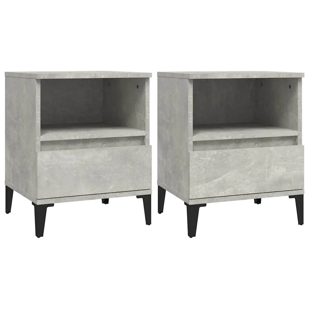 Grey Bedside Cabinets Set of 2 with Drawer