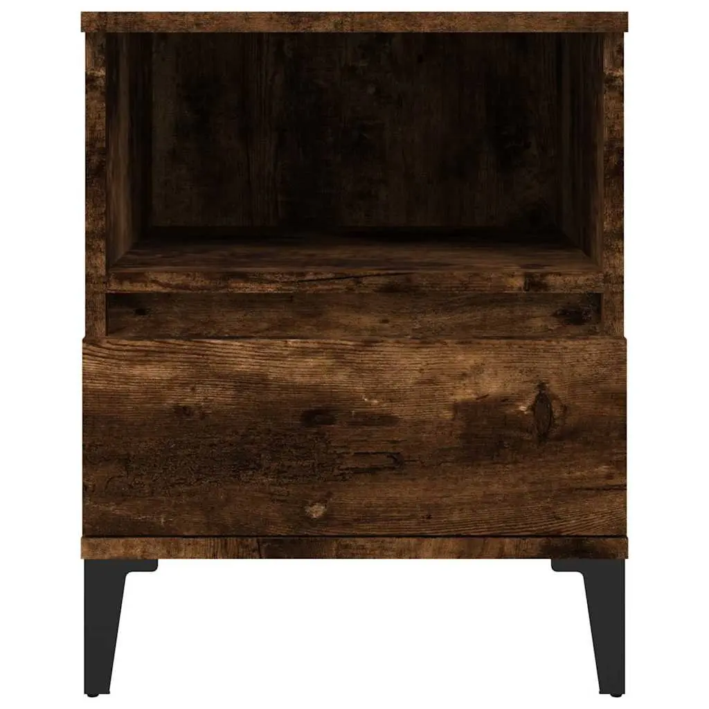 Bedside Cabinet Smoked Oak Brown 40x35x50 cm Engineered Wood with Metal Feet