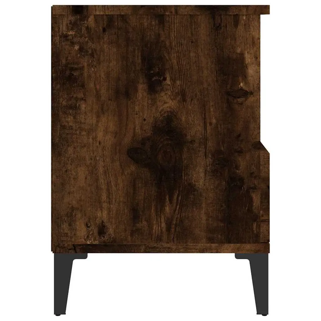 Bedside Cabinet Smoked Oak Brown 40x35x50 cm Engineered Wood with Metal Feet