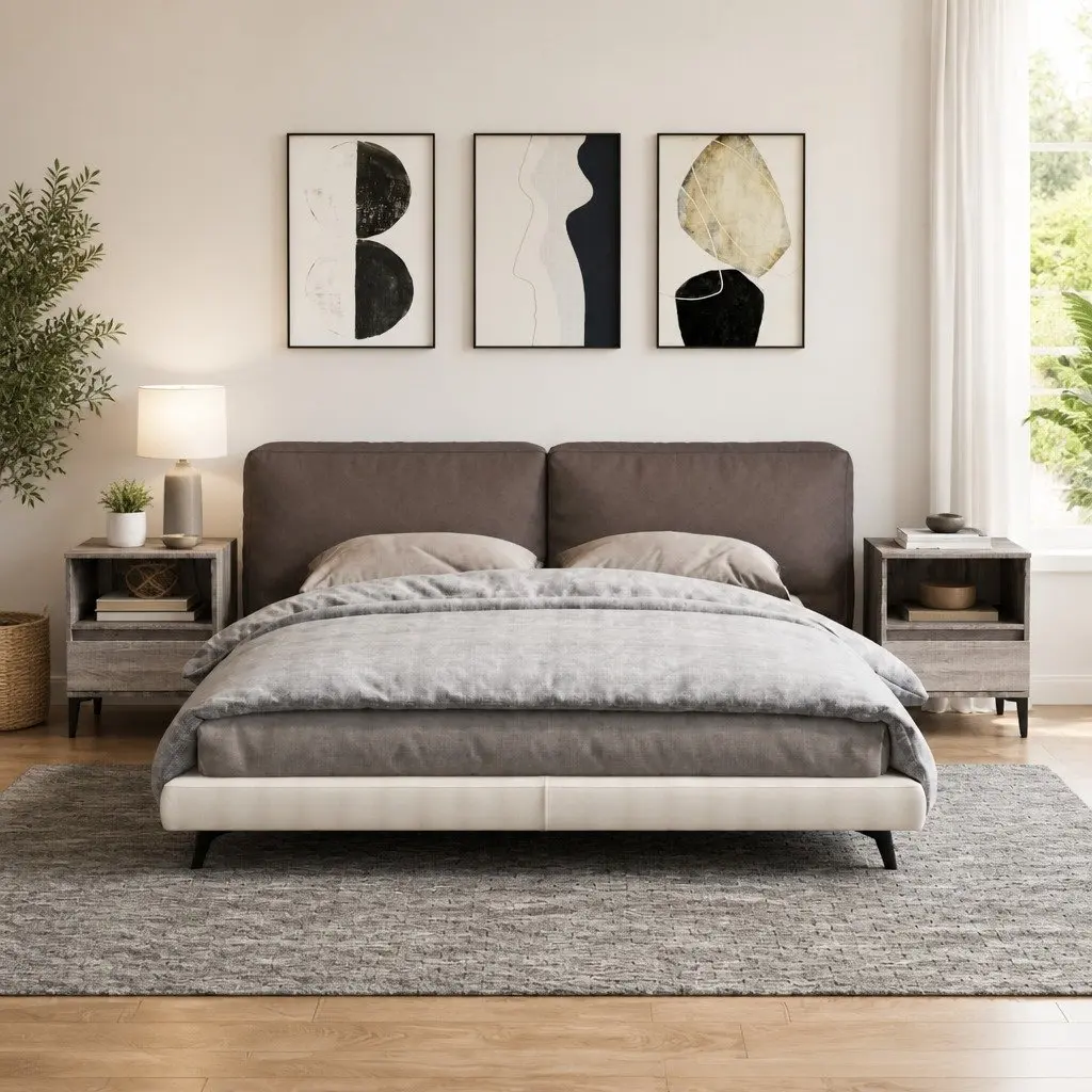 Grey Bedside Cabinets Set of 2 for Organised Storage