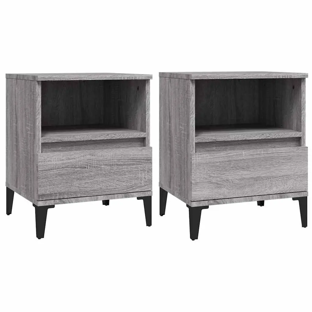 Grey Bedside Cabinets Set of 2 for Organised Storage