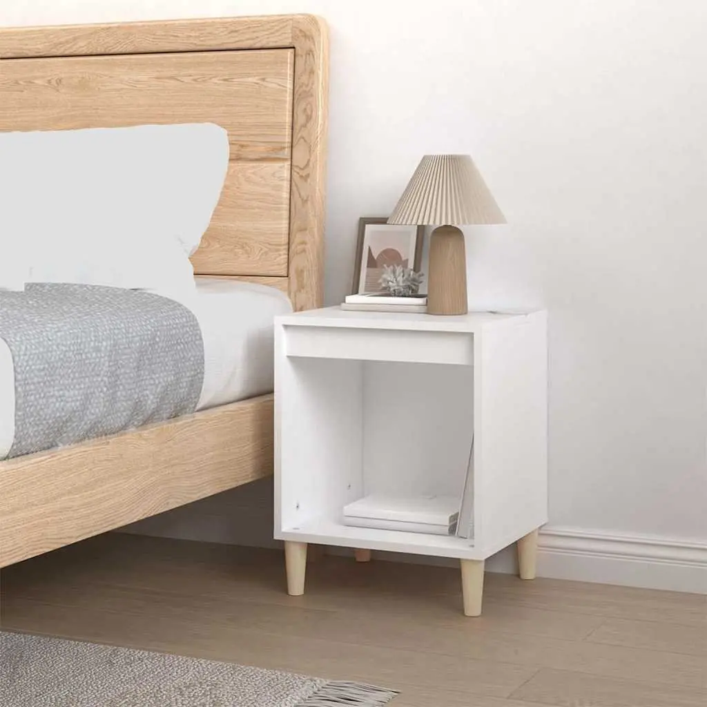 Bedside Table White Nightstand 40x35x50cm Engineered Wood