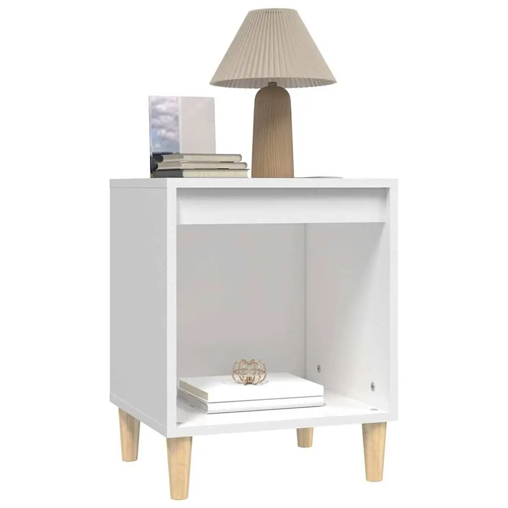Bedside Table White Nightstand 40x35x50cm Engineered Wood
