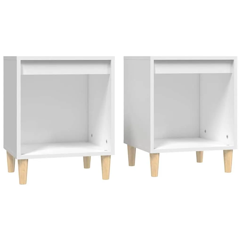 2 Piece Bedside Tables Engineered Wood White 40x35x50 cm Storage Cabinets