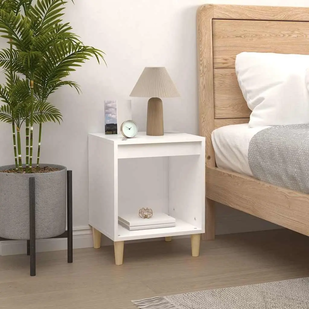 2 Piece Bedside Tables Engineered Wood White 40x35x50 cm Storage Cabinets