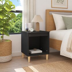 Elegant Black Engineered Wood Bedside Cabinet