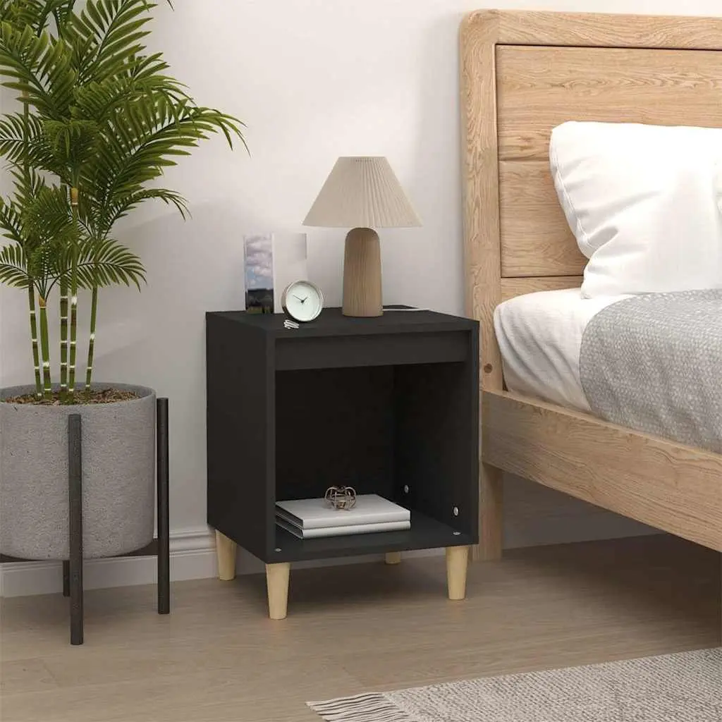 Bedside Cabinets Black 40x35x50cm Engineered Wood 2 Piece Nightstand Storage